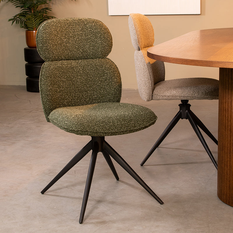 LABEL51 Eetkamerstoelen Finn - Forest - Boucle - Zwart Metalen Frame