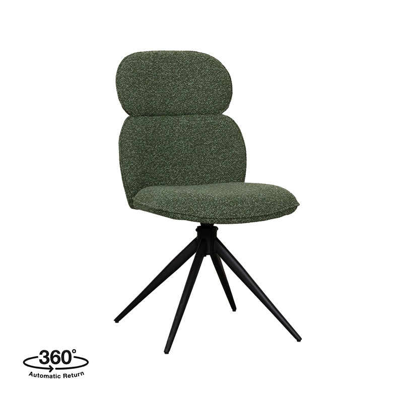 LABEL51 Eetkamerstoelen Finn - Forest - Boucle - Zwart Metalen Frame