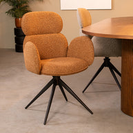 LABEL51 Eetkamerstoelen Vidar - Coral - Boucle - Zwart Metalen Frame