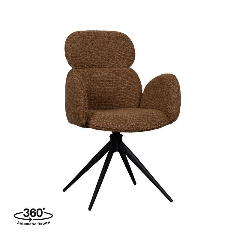 LABEL51 Eetkamerstoelen Vidar - Coral - Boucle - Zwart Metalen Frame