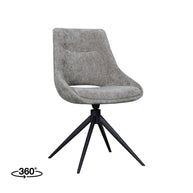 LABEL51 Eetkamerstoelen Marlow - Stone - Chenille - Zwart Metalen Frame