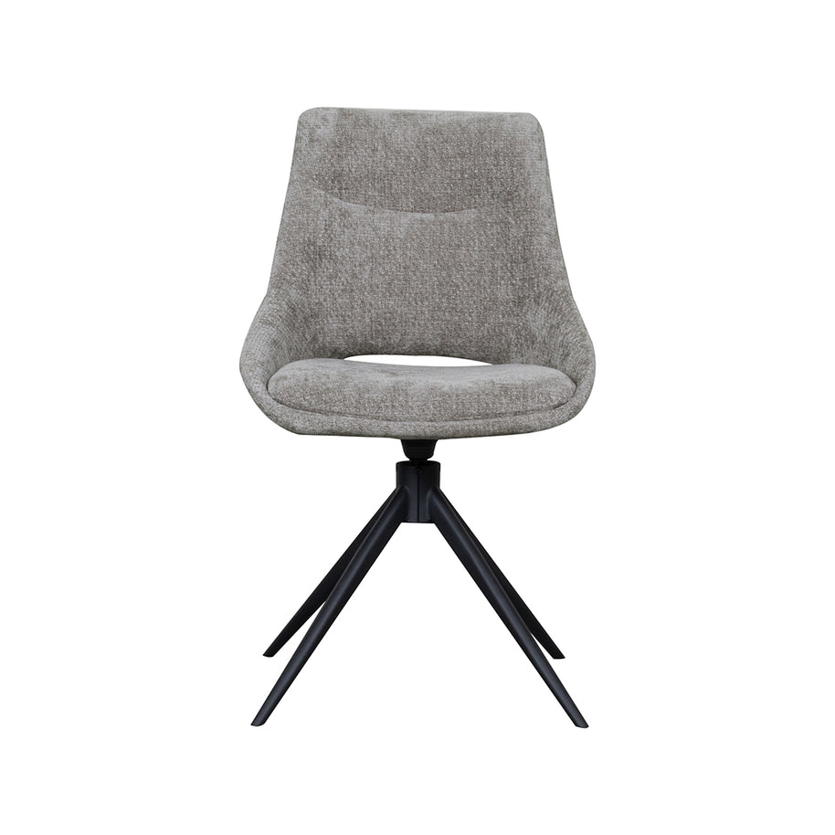 LABEL51 Eetkamerstoelen Marlow - Stone - Chenille - Zwart Metalen Frame
