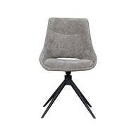 LABEL51 Eetkamerstoelen Marlow - Stone - Chenille - Zwart Metalen Frame
