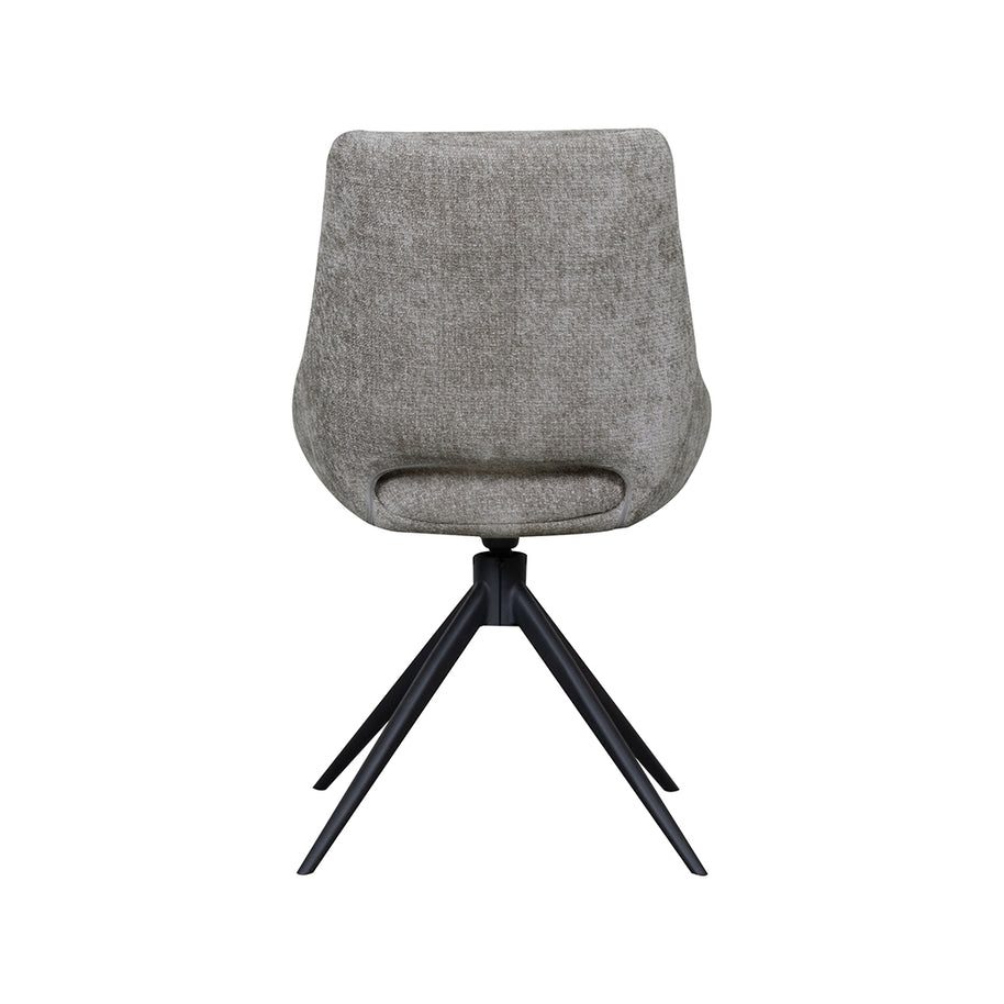 LABEL51 Eetkamerstoelen Marlow - Stone - Chenille - Zwart Metalen Frame