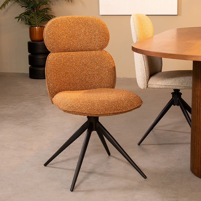 LABEL51 Eetkamerstoelen Finn - Coral - Boucle - Zwart Metalen Frame