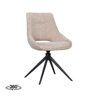 LABEL51 Eetkamerstoelen Marlow - Clay - Chenille - Zwart Metalen Frame