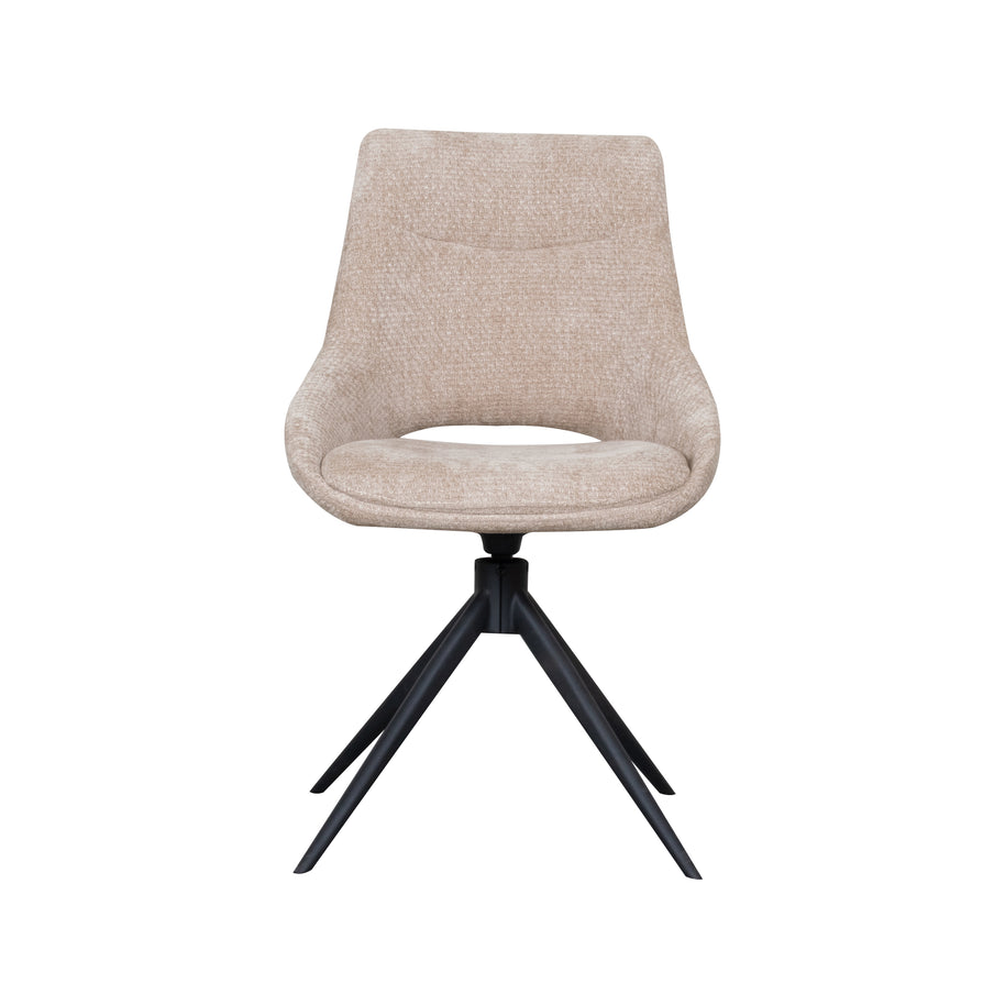 LABEL51 Eetkamerstoelen Marlow - Clay - Chenille - Zwart Metalen Frame
