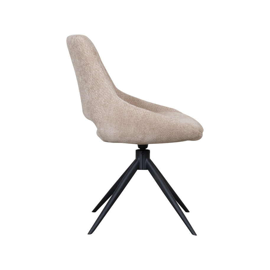 LABEL51 Eetkamerstoelen Marlow - Clay - Chenille - Zwart Metalen Frame