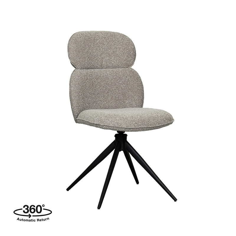 LABEL51 Eetkamerstoelen Finn - Mushroom - Boucle - Zwart Metalen Frame