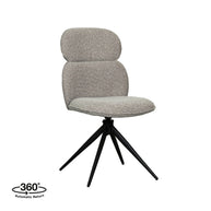 LABEL51 Eetkamerstoelen Finn - Mushroom - Boucle - Zwart Metalen Frame