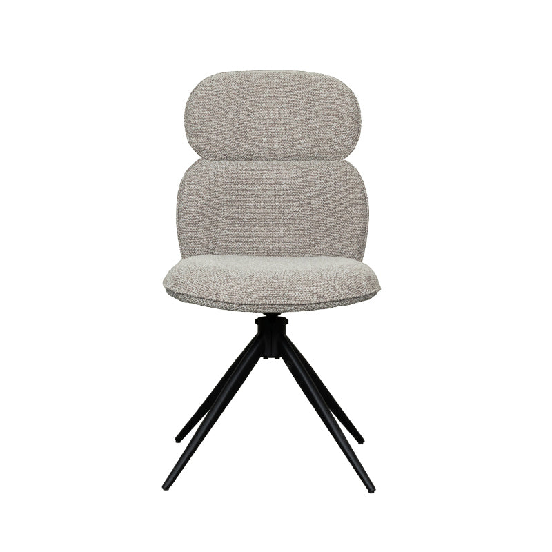LABEL51 Eetkamerstoelen Finn - Mushroom - Boucle - Zwart Metalen Frame