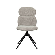 LABEL51 Eetkamerstoelen Finn - Mushroom - Boucle - Zwart Metalen Frame