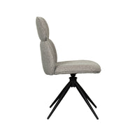 LABEL51 Eetkamerstoelen Finn - Mushroom - Boucle - Zwart Metalen Frame