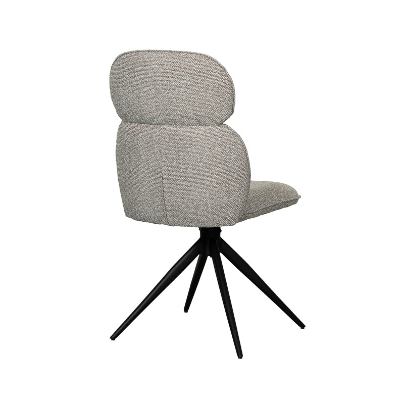 LABEL51 Eetkamerstoelen Finn - Mushroom - Boucle - Zwart Metalen Frame