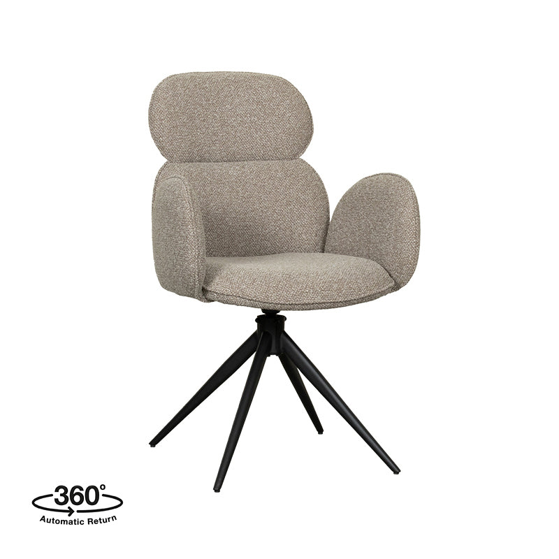 LABEL51 Eetkamerstoelen Vidar - Naturel - Boucle - Zwart Metalen Frame