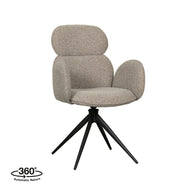 LABEL51 Eetkamerstoelen Vidar - Naturel - Boucle - Zwart Metalen Frame