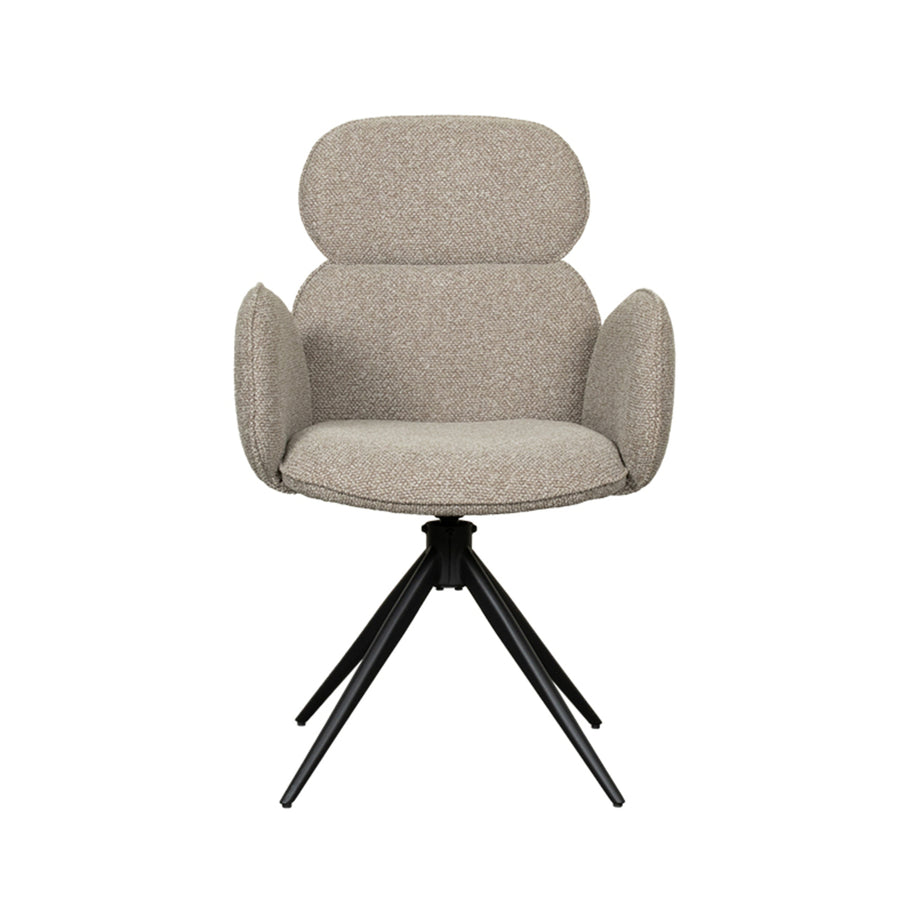 LABEL51 Eetkamerstoelen Vidar - Naturel - Boucle - Zwart Metalen Frame