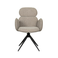 LABEL51 Eetkamerstoelen Vidar - Naturel - Boucle - Zwart Metalen Frame