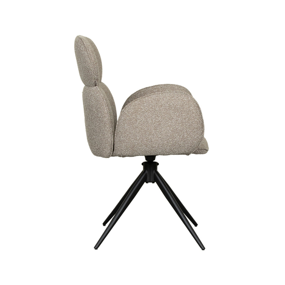 LABEL51 Eetkamerstoelen Vidar - Naturel - Boucle - Zwart Metalen Frame