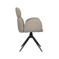 LABEL51 Eetkamerstoelen Vidar - Naturel - Boucle - Zwart Metalen Frame