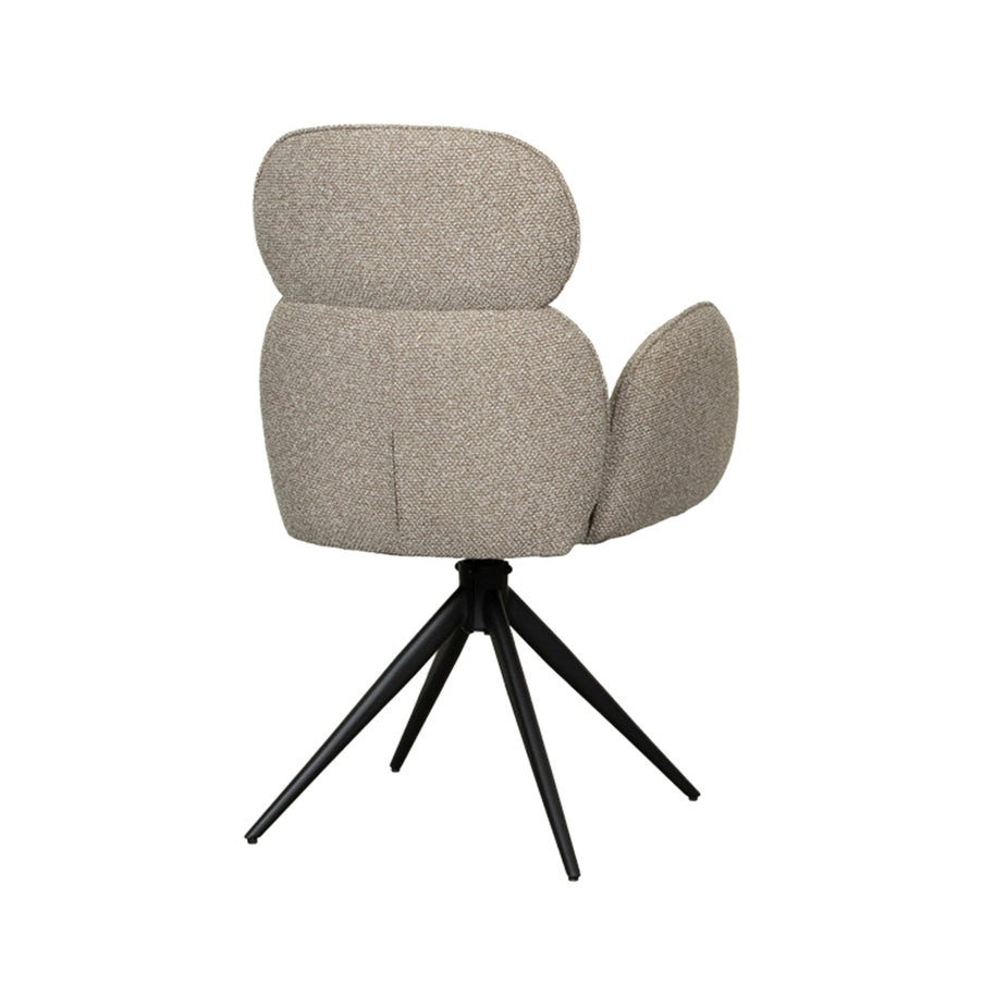 LABEL51 Eetkamerstoelen Vidar - Naturel - Boucle - Zwart Metalen Frame