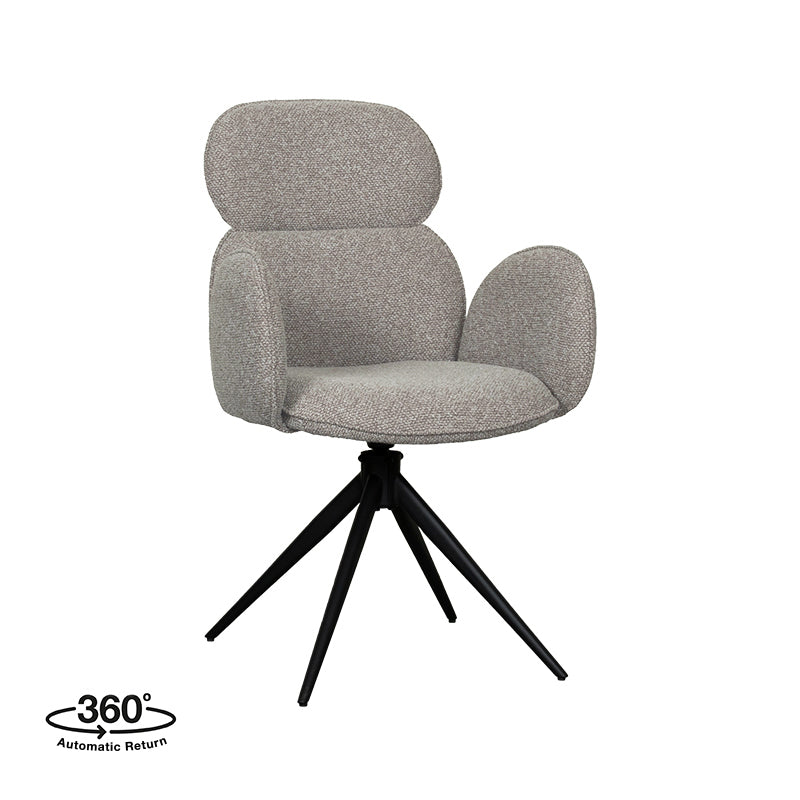 LABEL51 Eetkamerstoelen Vidar - Mushroom - Boucle - Zwart Metalen Frame