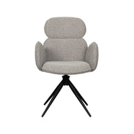 LABEL51 Eetkamerstoelen Vidar - Mushroom - Boucle - Zwart Metalen Frame