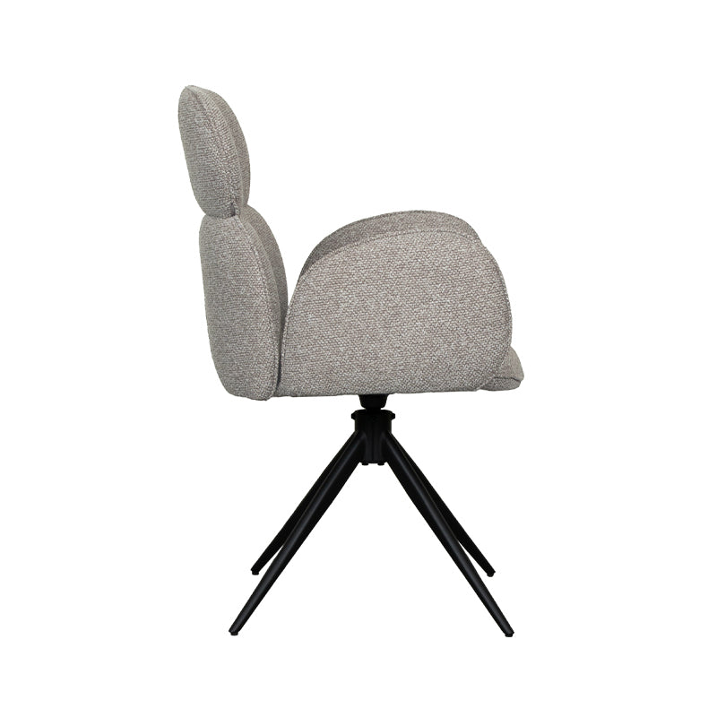 LABEL51 Eetkamerstoelen Vidar - Mushroom - Boucle - Zwart Metalen Frame