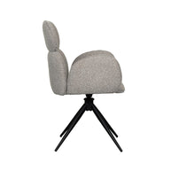 LABEL51 Eetkamerstoelen Vidar - Mushroom - Boucle - Zwart Metalen Frame