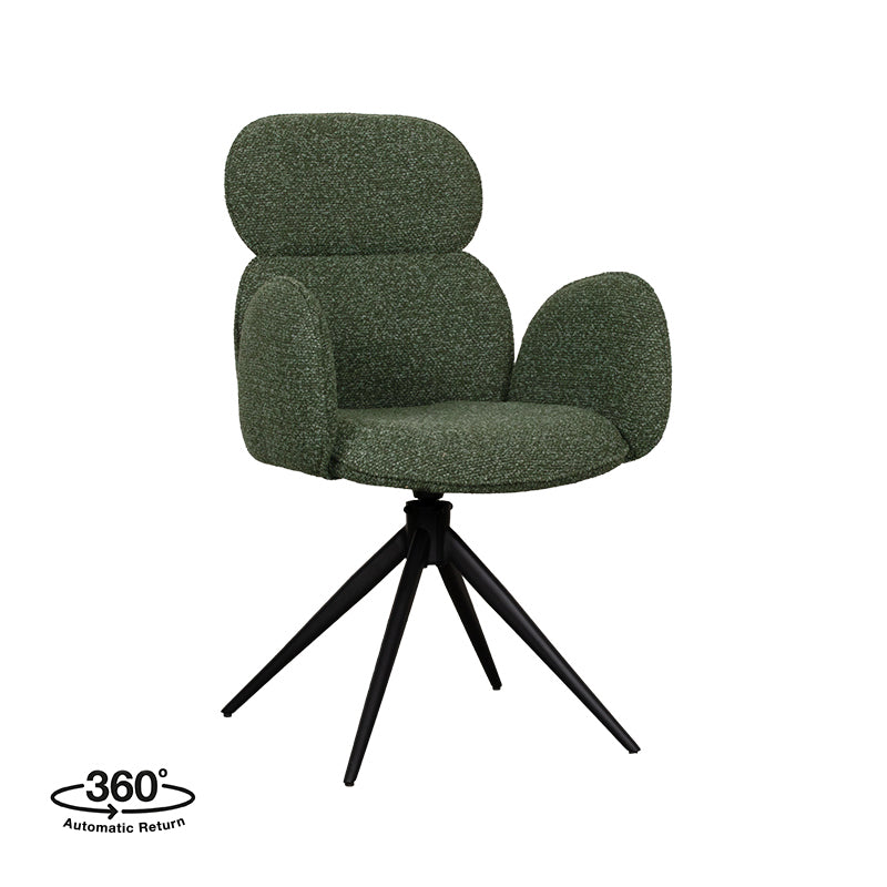 LABEL51 Eetkamerstoelen Vidar - Forest - Boucle - Zwart Metalen Frame