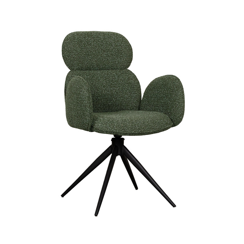 LABEL51 Eetkamerstoelen Vidar - Forest - Boucle - Zwart Metalen Frame
