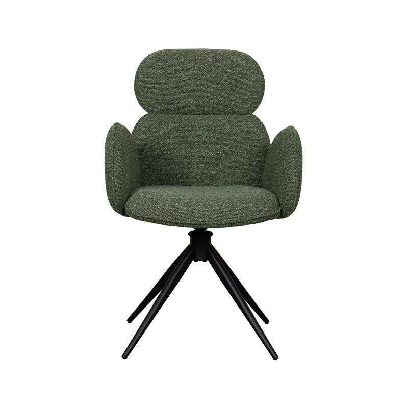 LABEL51 Eetkamerstoelen Vidar - Forest - Boucle - Zwart Metalen Frame