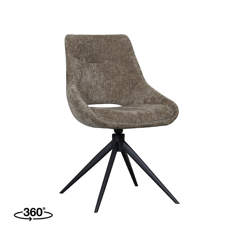 LABEL51 Eetkamerstoelen Marlow - Hunter - Chenille - Zwart Metalen Frame