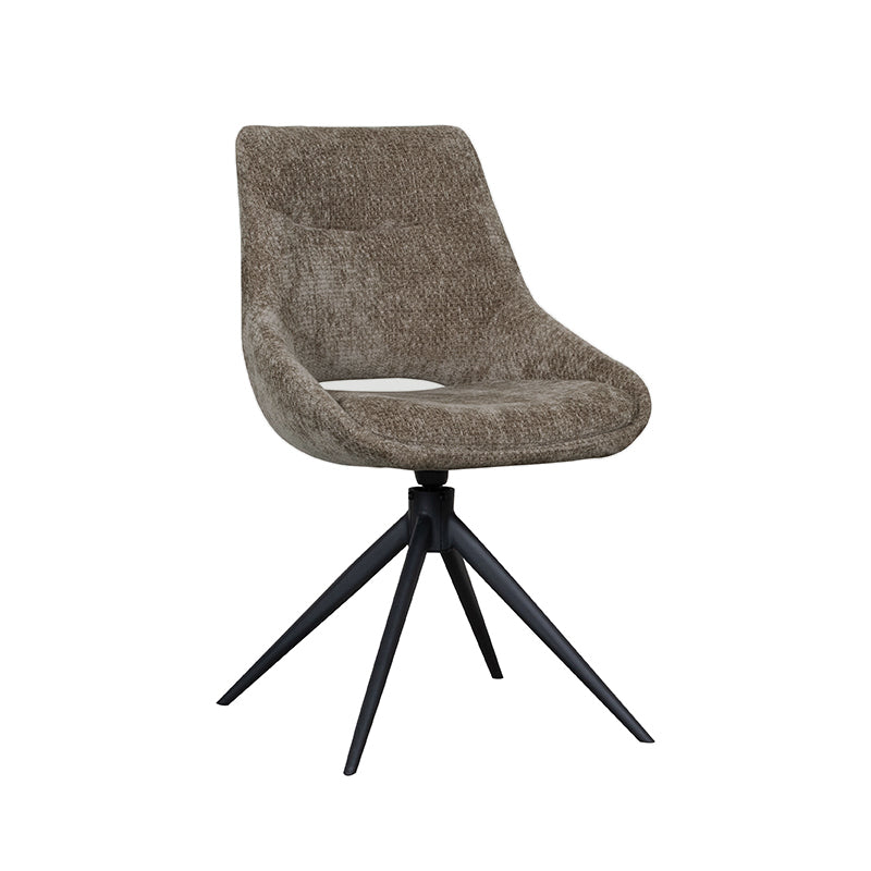 LABEL51 Eetkamerstoelen Marlow - Hunter - Chenille - Zwart Metalen Frame