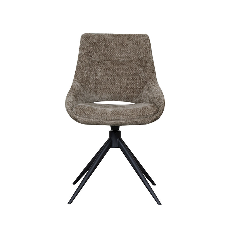 LABEL51 Eetkamerstoelen Marlow - Hunter - Chenille - Zwart Metalen Frame