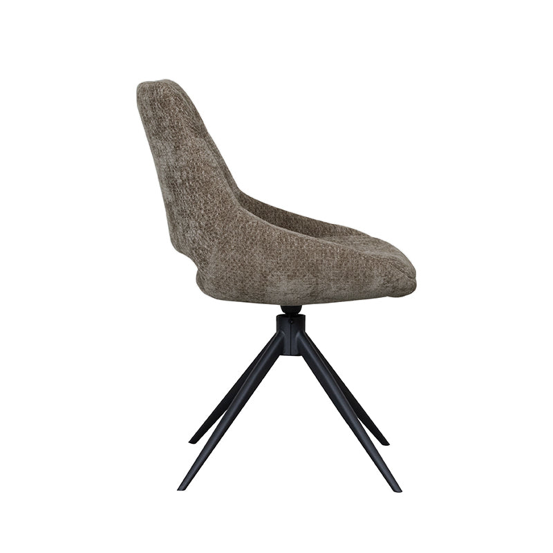 LABEL51 Eetkamerstoelen Marlow - Hunter - Chenille - Zwart Metalen Frame