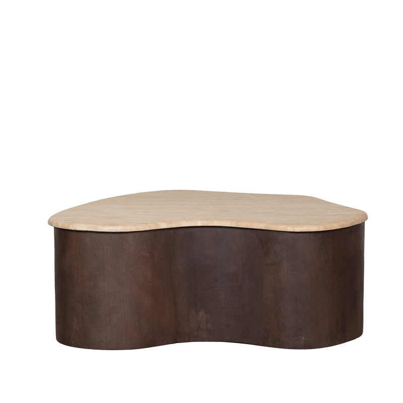 LABEL51 Salontafels Davi - Espresso - Travertin - 80 cm