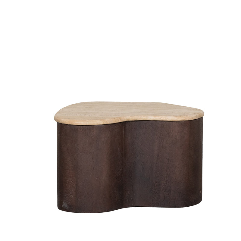 LABEL51 Salontafels Davi - Espresso - Travertin - 50 cm
