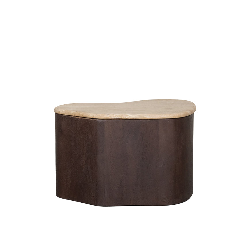 LABEL51 Salontafels Davi - Espresso - Travertin - 50 cm