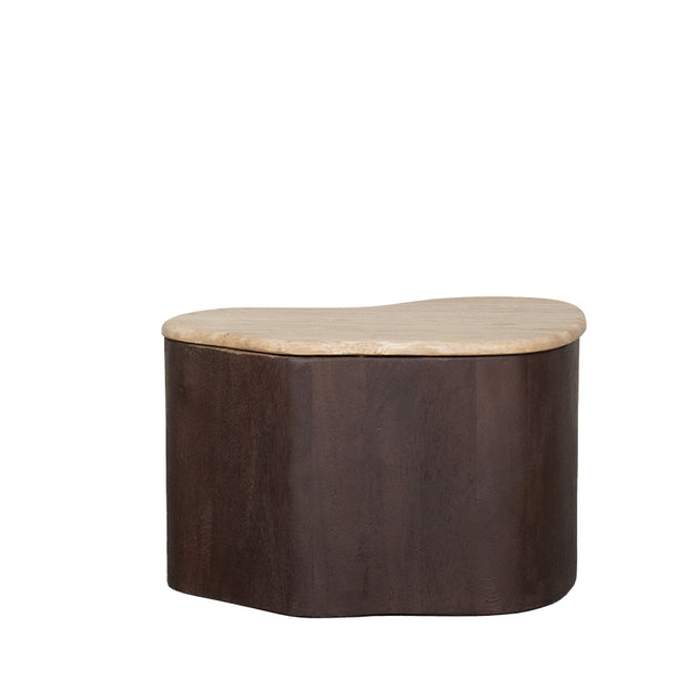 LABEL51 Salontafels Davi - Espresso - Travertin - 50 cm