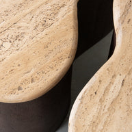 LABEL51 Salontafels Davi - Espresso - Travertin - 50 cm
