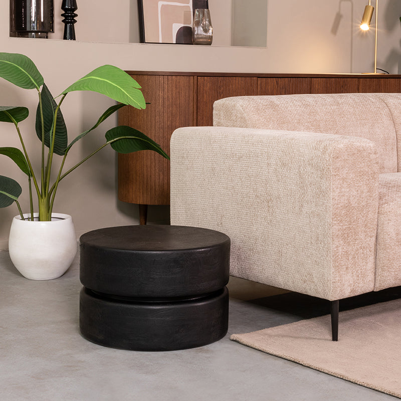 LABEL51 Salontafels Milly - Zwart - Mangohout - 50 cm - Rond