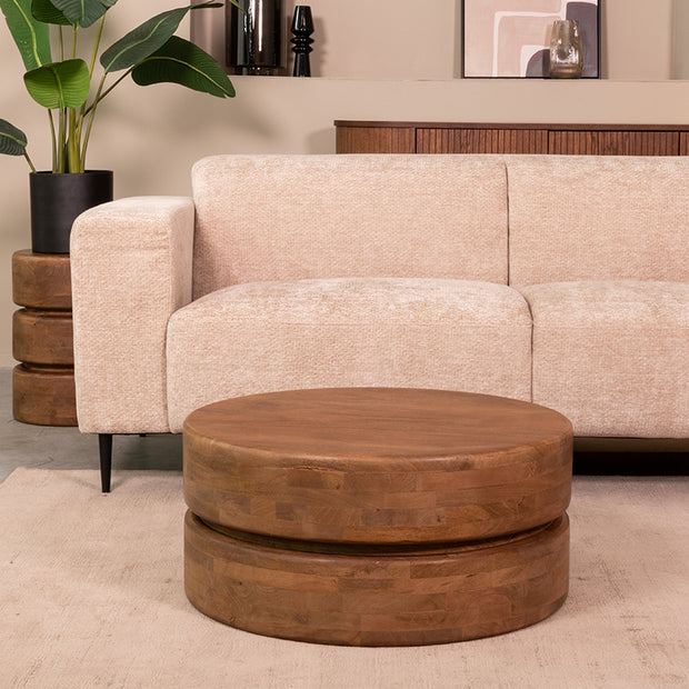 LABEL51 Salontafels Milly - Nature Smooth - Mangohout - 70 cm - Rond