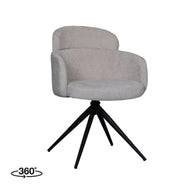 LABEL51 Eetkamerstoelen Levi - Naturel - Chenille - Zwart Metalen Frame