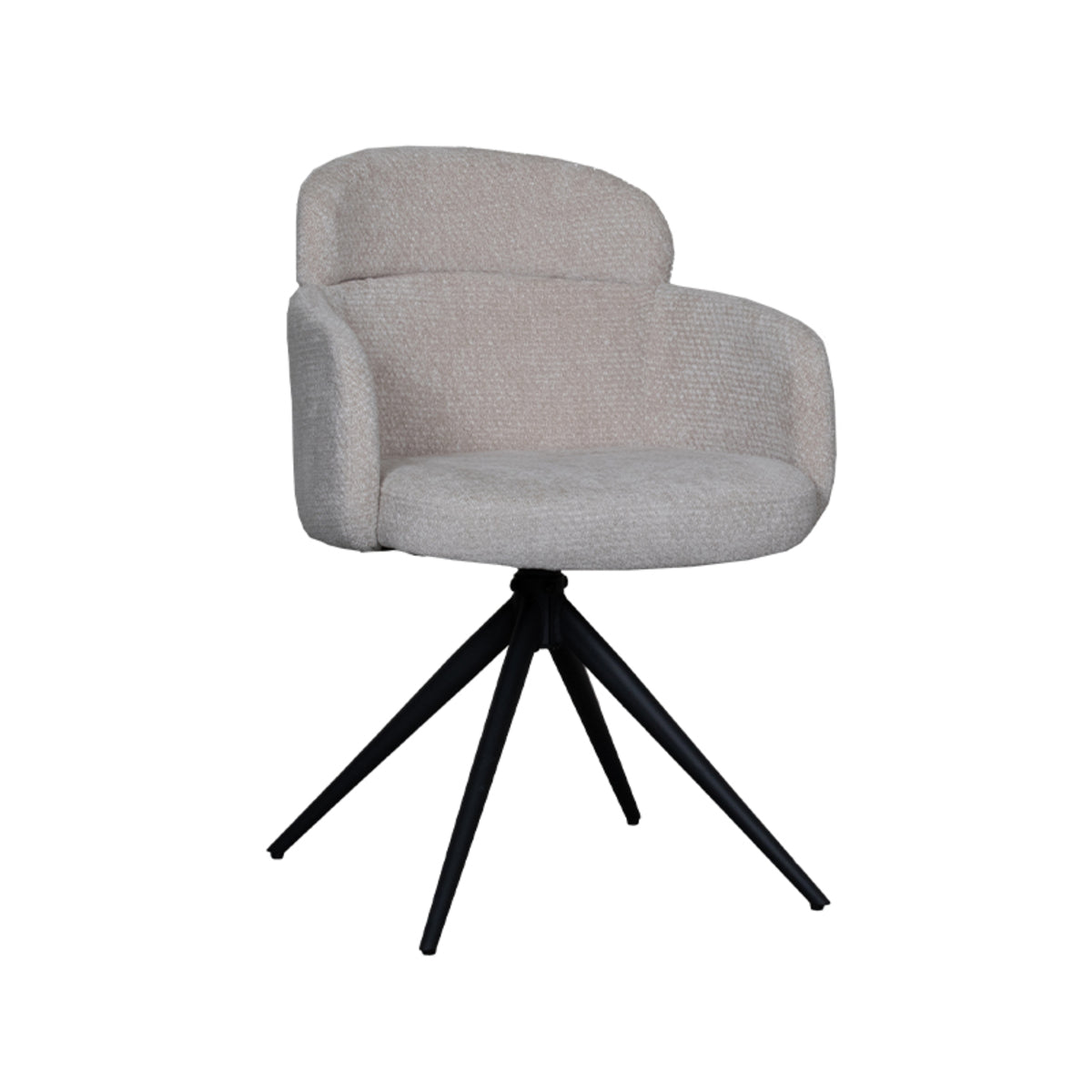 LABEL51 Eetkamerstoelen Levi - Naturel - Chenille - Zwart Metalen Frame