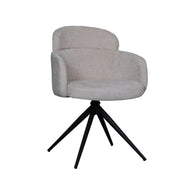 LABEL51 Eetkamerstoelen Levi - Naturel - Chenille - Zwart Metalen Frame