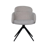 LABEL51 Eetkamerstoelen Levi - Naturel - Chenille - Zwart Metalen Frame