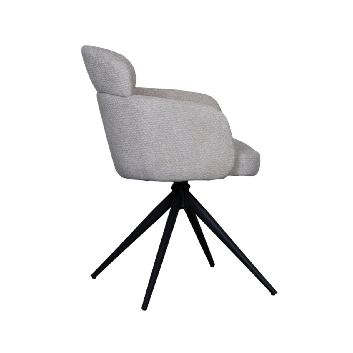 LABEL51 Eetkamerstoelen Levi - Naturel - Chenille - Zwart Metalen Frame