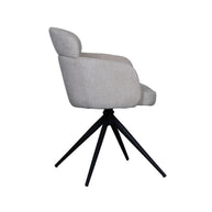 LABEL51 Eetkamerstoelen Levi - Naturel - Chenille - Zwart Metalen Frame
