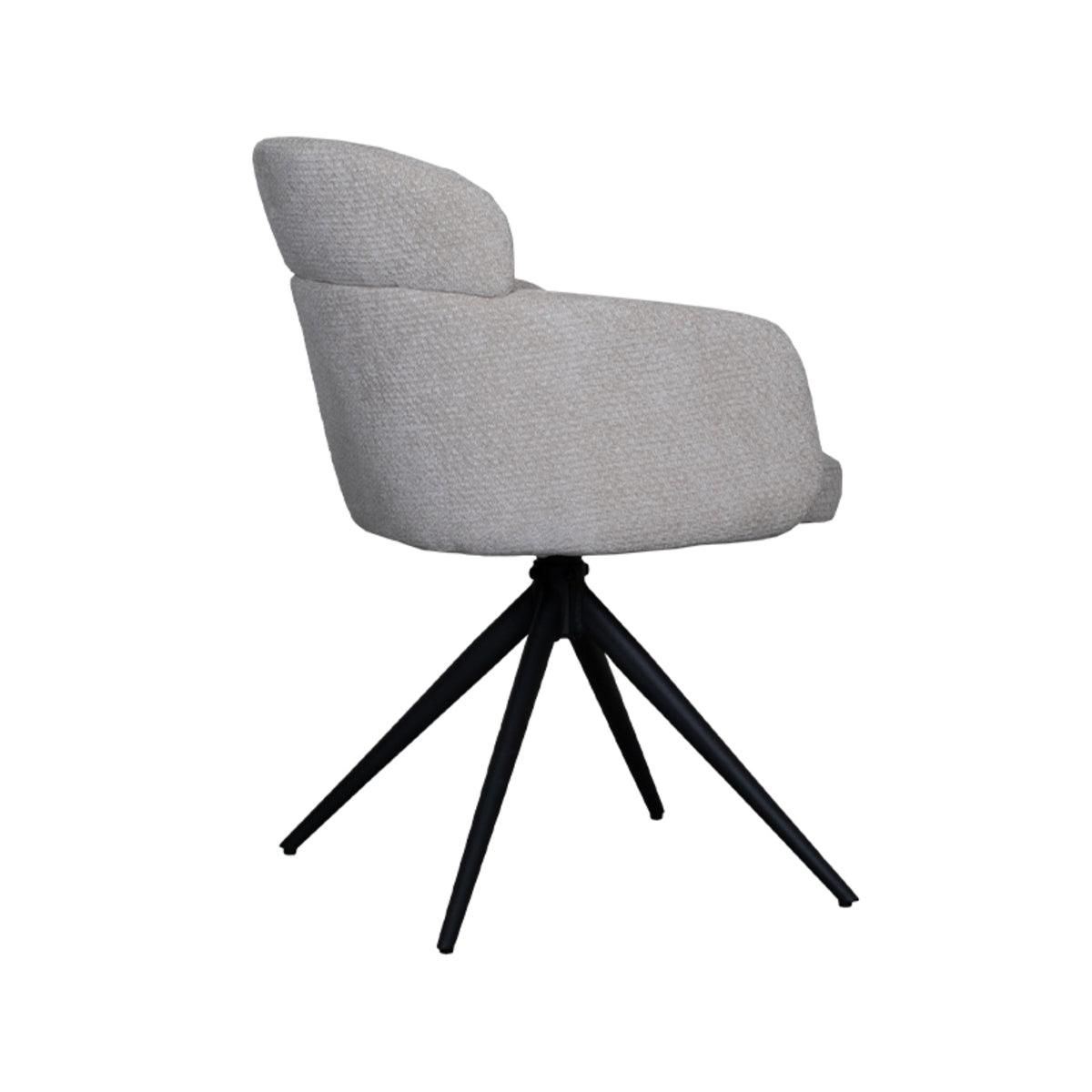 LABEL51 Eetkamerstoelen Levi - Naturel - Chenille - Zwart Metalen Frame